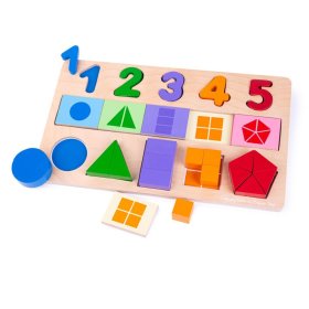 Bigjigs Toys Didaktisches Brett Zahlen, Farben, Formen, Bigjigs Toys