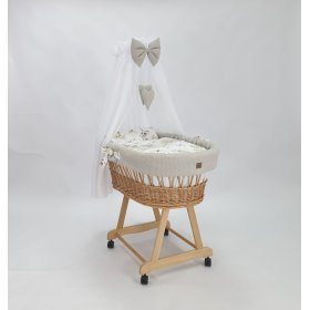 Korbbett mit Ausstattung für ein Baby – Baumwollblumen, Ourbaby®
