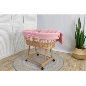 Korbbett mit Ausstattung für ein Baby – Altrosa, Ourbaby®