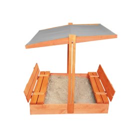 Abschließbarer Sandkasten mit Bänken und Überdachung 120 x 120 - grau, Ourbaby®