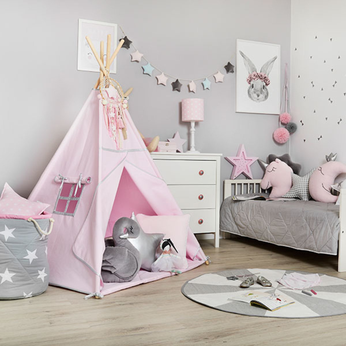 Tipi Mit Unterlage Silver Pink