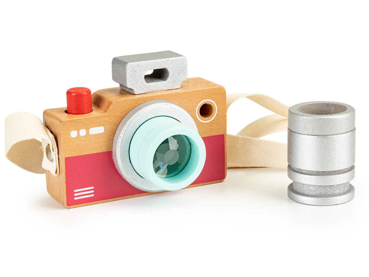 Fotoapparat aus Holz für Kinder ab 12 Kaleidoskop Kamera mit Halsband 