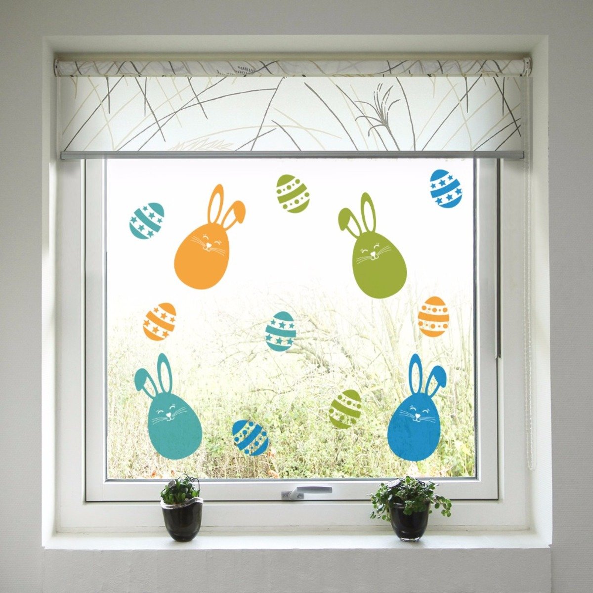 Ostern Dekoration fenster Bunt hasen a ostereier banaby.de