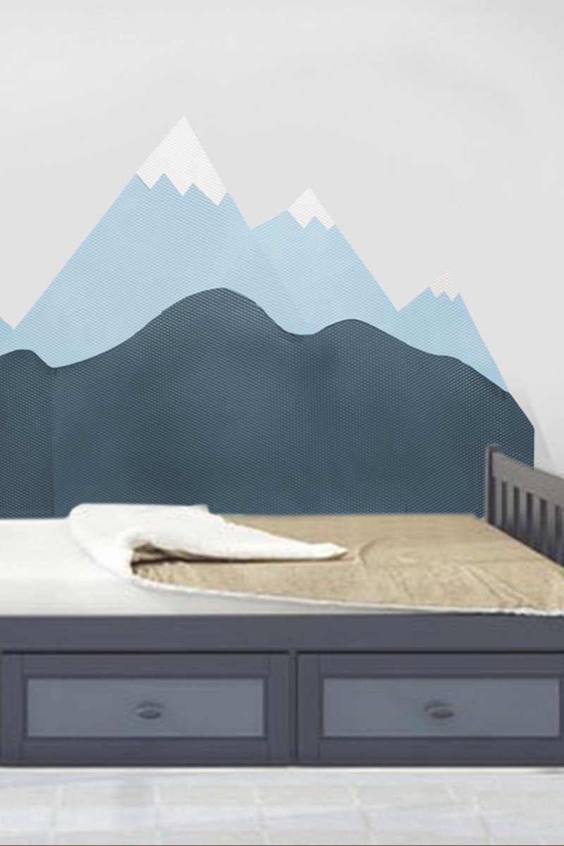 Schaumstoffschutz für die Wand hinter dem Bett Mountains - blau 