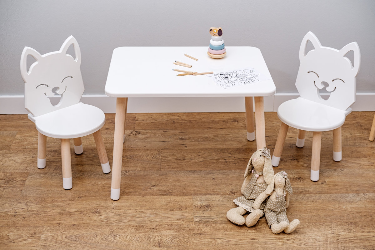 Kindertisch mit Stühlen - Fox - weiß - banaby.de