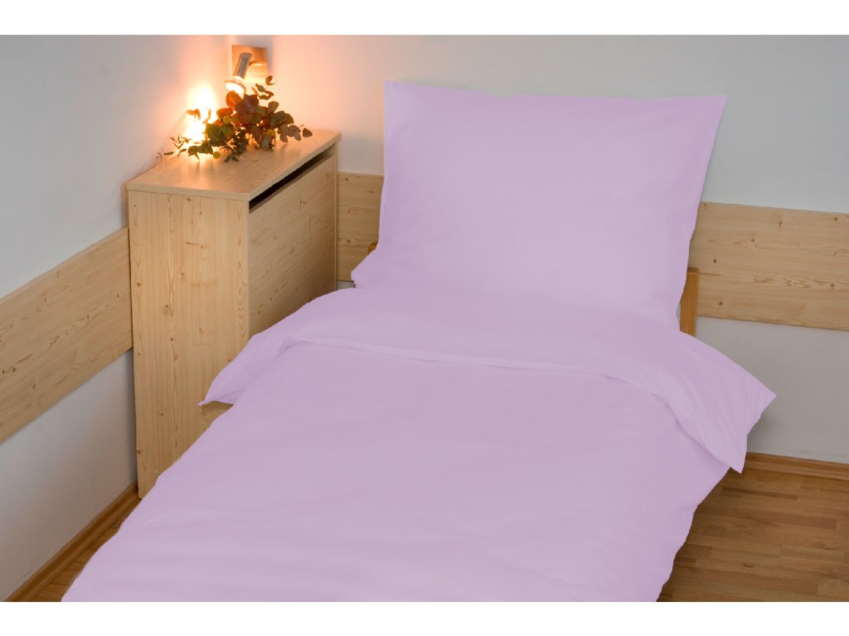 Einfarbige Baumwollbettwäsche 140 x 200 cm – Hellviolett
