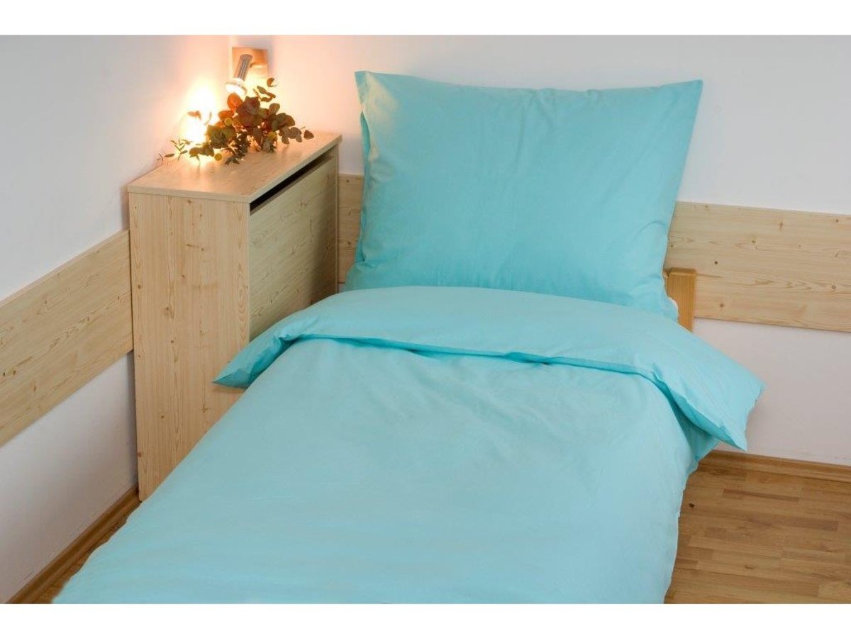 Einfarbige Baumwollbettwäsche 140x200 cm – Türkis