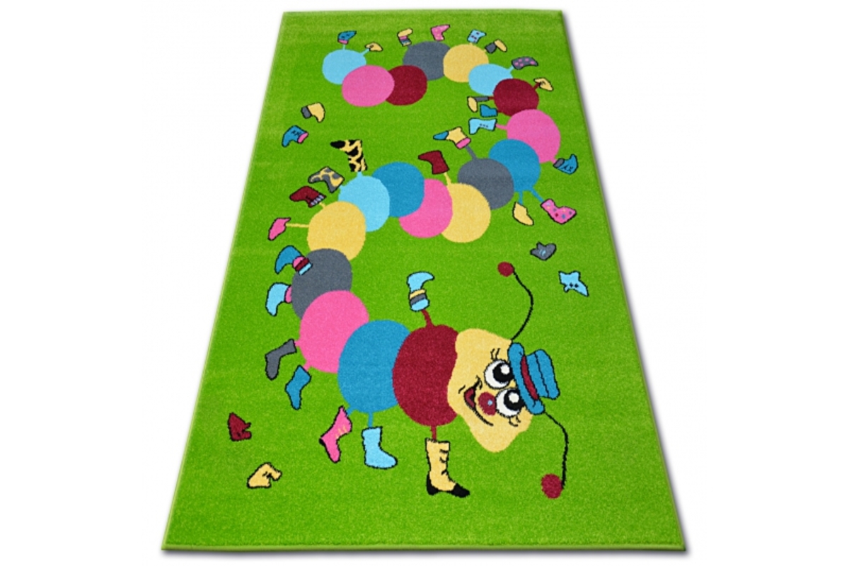 Kinder Teppich FUNKY TOP Raupe grün - 160x220 cm