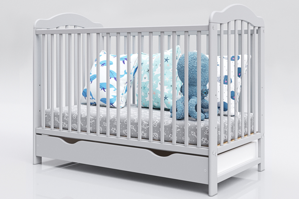 Kinderbett Alek mit abnehmbaren Trennwänden – grau - Bett ohne Stauraum 120x60 cm