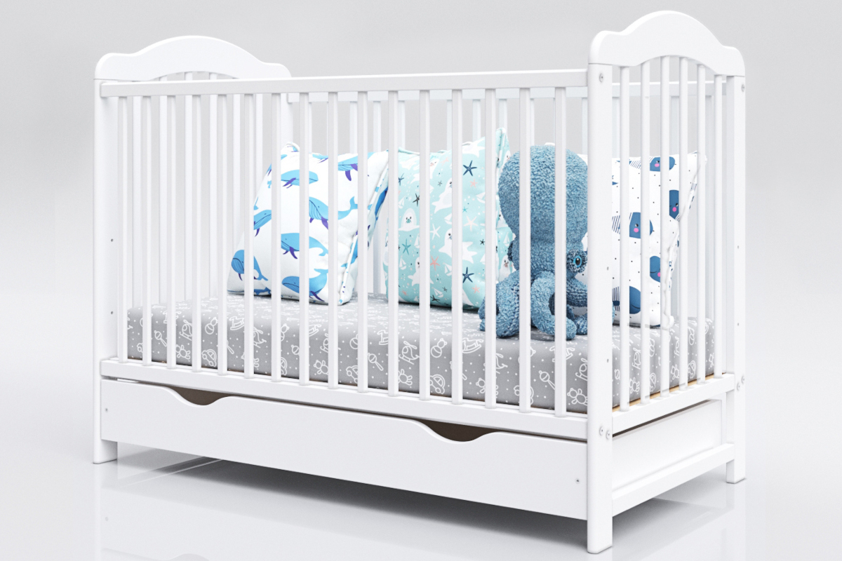 Kinderbett Alek mit abnehmbaren Trennwänden – weiß - Babybett + Stauraum