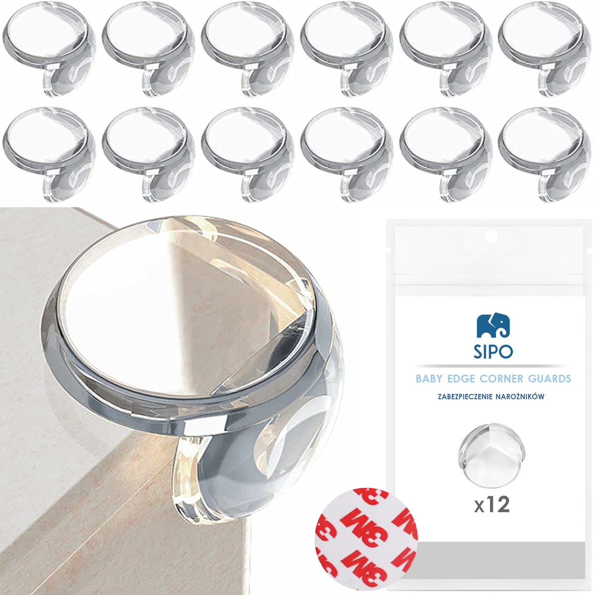 SIPO Schaumstoff-Eckenschutz für Glasflächen, grau - 4 Stk 