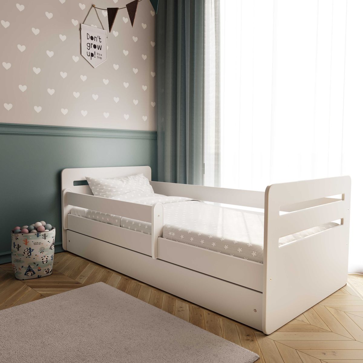 Ourbaby Kinderbett Tomi - weiß - Bett ohne Stauraum 180x80 cm