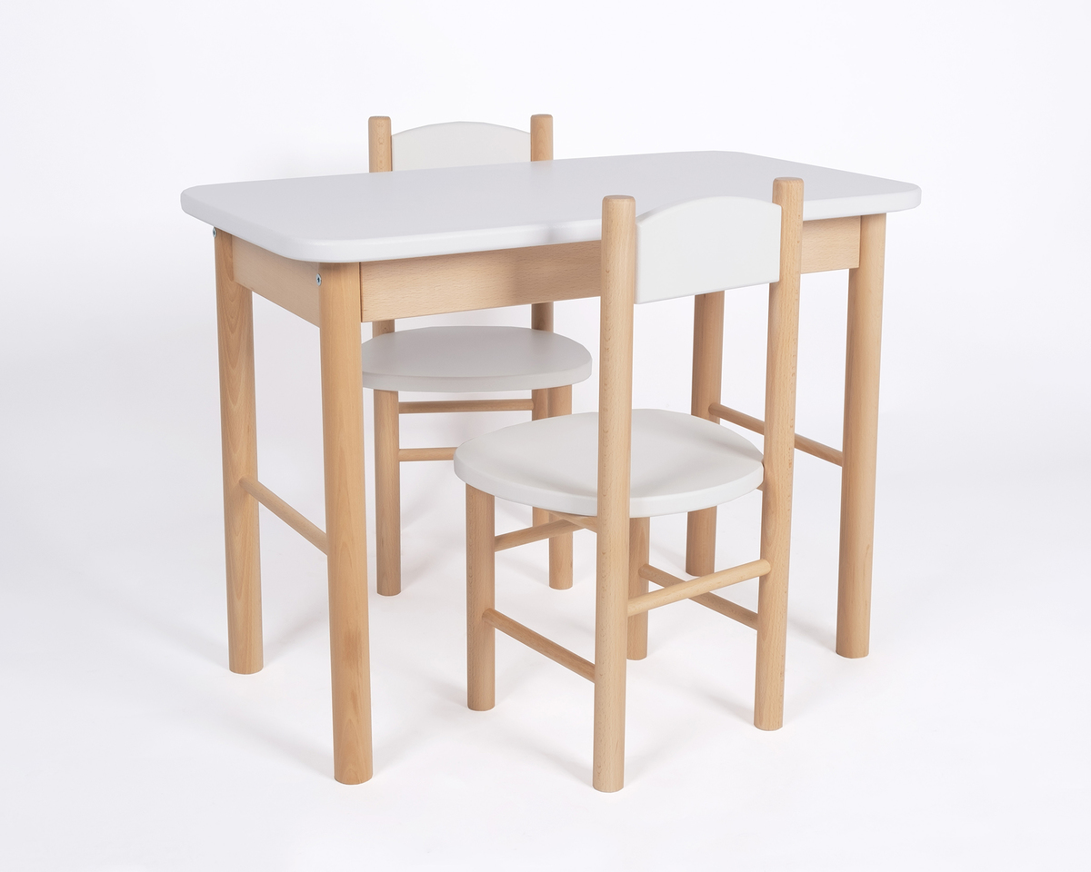 Kindertisch mit Stuhl Simple - weiß - Set - 1x Platte + 1x Stuhl