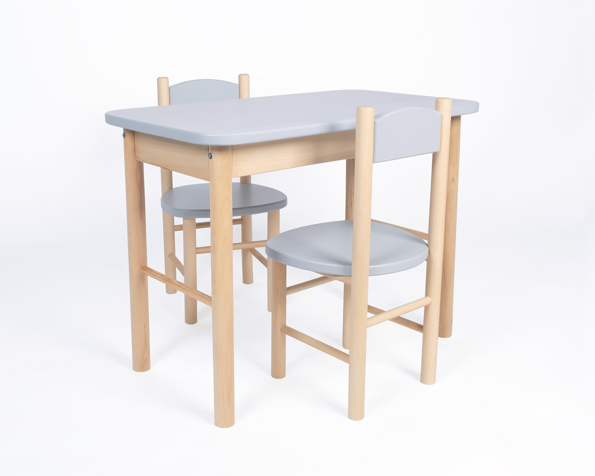 Set aus Tisch und Stühlen Simple - grau - Set - 1x Platte + 2x Stuhl