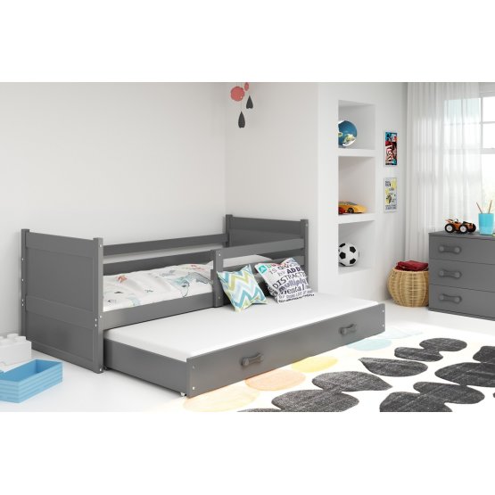 Kinderbett mit Zusatzbett ROCKY - grau