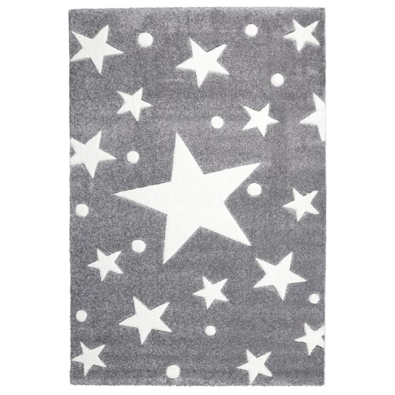 Kinderteppich STARS silber-grau/weiß
