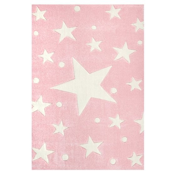Kinderteppich STARS rosa/weiß