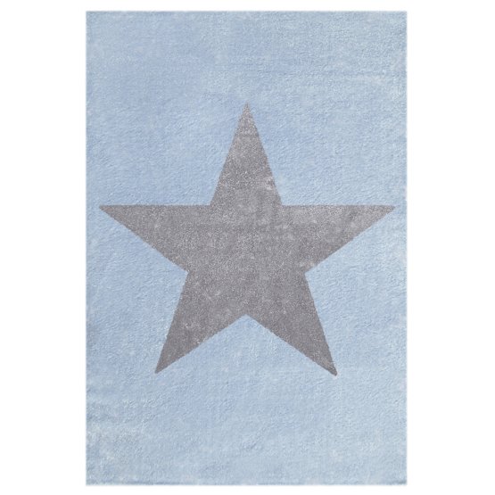 Kinderteppich STAR blau/silber-grau