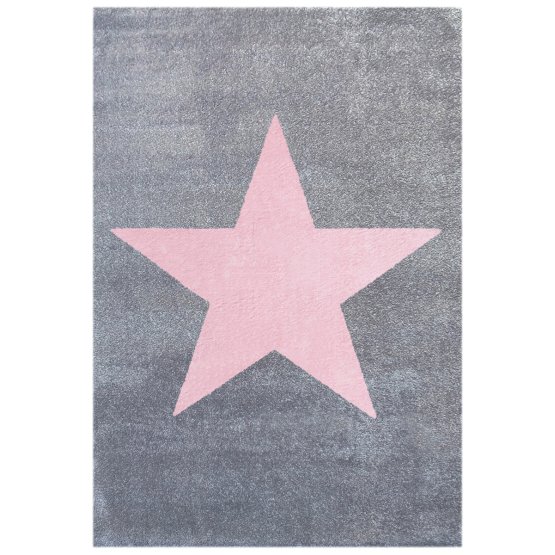 Kinderteppich STAR silber-grau/rosa