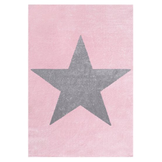 Kinderteppich STAR rosa/silber-grau