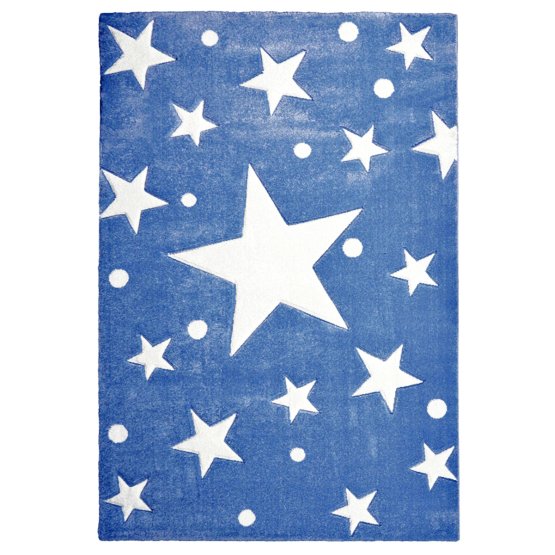 Kinderteppich STARS dunkelblau/weiß