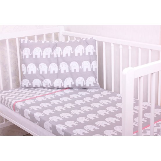 Schlafsackeinlage  Kinderbetten - Elephants - grey 135x100cm