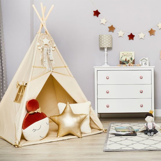 Tipi mit Unterlage Gold Ecru