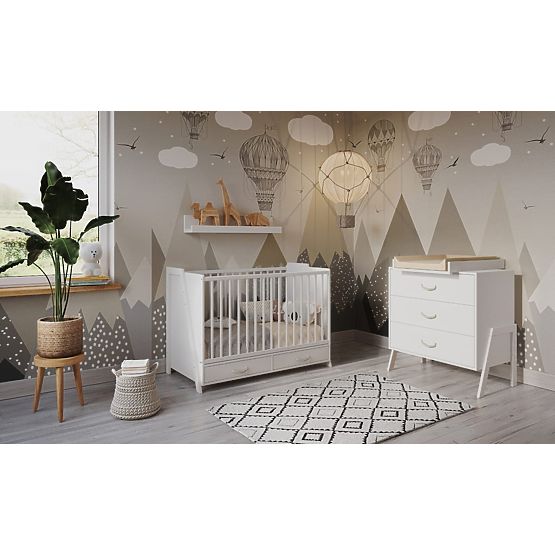 2-in-1 Kinderbett und Schreibtisch CONE 120x60 - WEISS