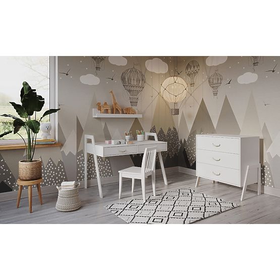 2-in-1 Kinderbett und Schreibtisch CONE 120x60 - WEISS