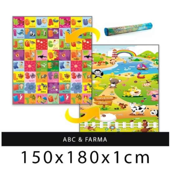 Kinder Schaumstoff Teppich - ABC + Farm 180x150x1 cm