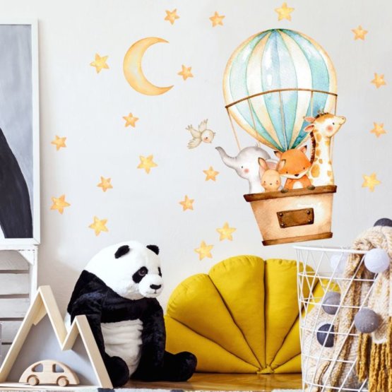 Wandtattoo - Tiere in einem Ballon