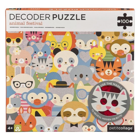 Petit Collage Puzzle Tiere 100 Teile mit 3D-Brille