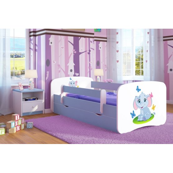 Kinder Bett mit Geländer Ourbaby - Elephant - blue