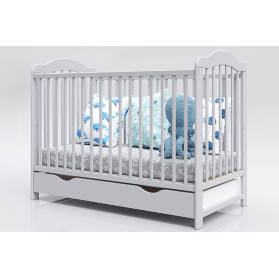 Babybett Alek mit abnehmbaren Schlupfsprossen - grau
