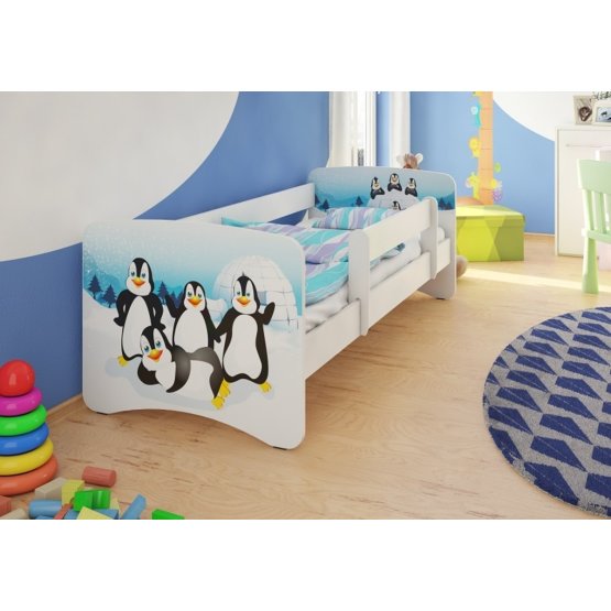 Kinderbett mit Seitenschutz - Pinguine