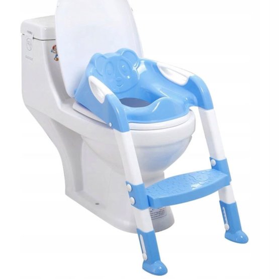Stuhl und Schritte zur Toilette - blau