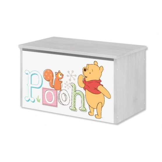 Holzkiste für Disney-Spielzeug - Winnie the Pooh und Sparschwein - Norwegisches Kieferndekor