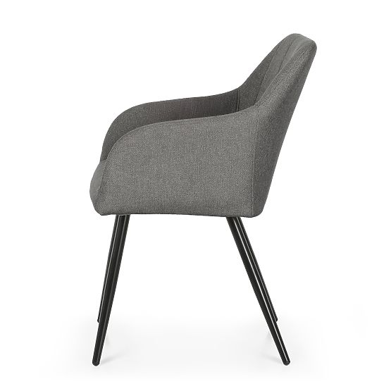 4x Gepolsterter Stuhl mit quadratischer Steppung Dunkelgraphit LUXANO Schwarze Beine Stoff Lumos