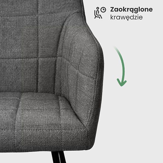 4x Gepolsterter Stuhl mit quadratischer Steppung Dunkelgraphit LUXANO Schwarze Beine Stoff Lumos