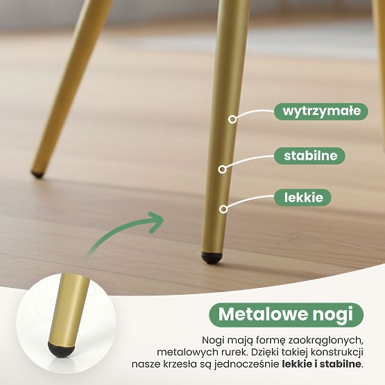 4x Gepolsterter Stuhl mit quadratischer Steppung Grau LUXANO Goldene Beine