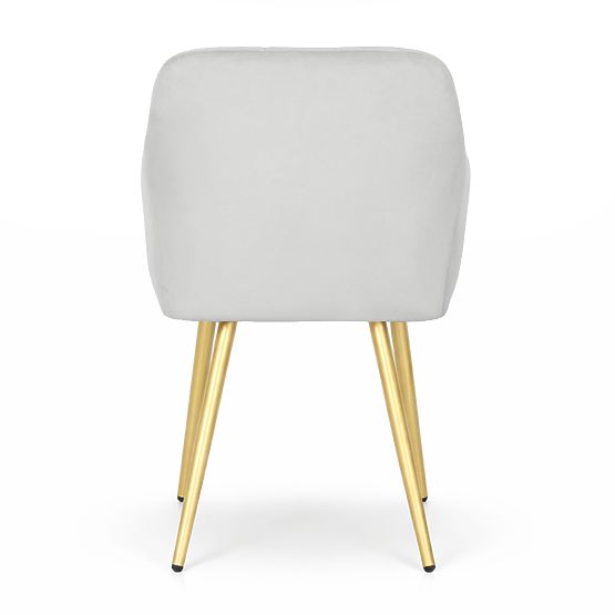 4x Gepolsterter Stuhl mit quadratischer Steppung Grau LUXANO Goldene Beine