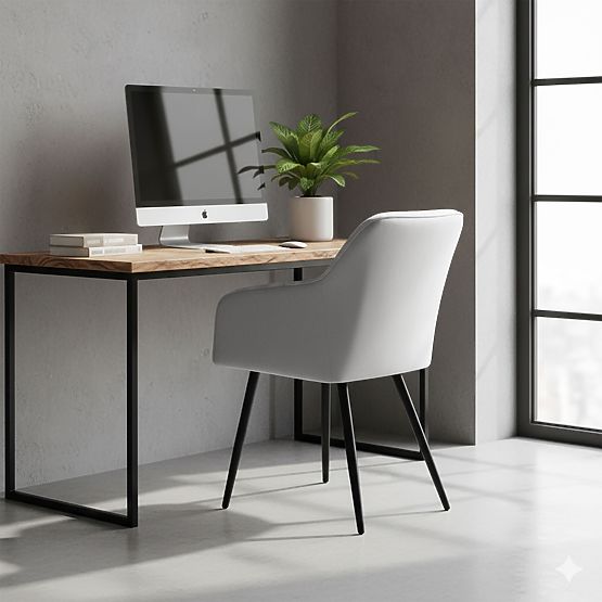 4x Gepolsterter Stuhl mit quadratischer Steppung Grau LUXANO Schwarze Beine