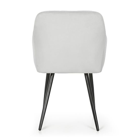 4x Gepolsterter Stuhl mit quadratischer Steppung Grau LUXANO Schwarze Beine