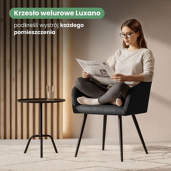4x Gepolsterter Stuhl mit quadratischer Steppung Schwarz LUXANO Schwarze Beine