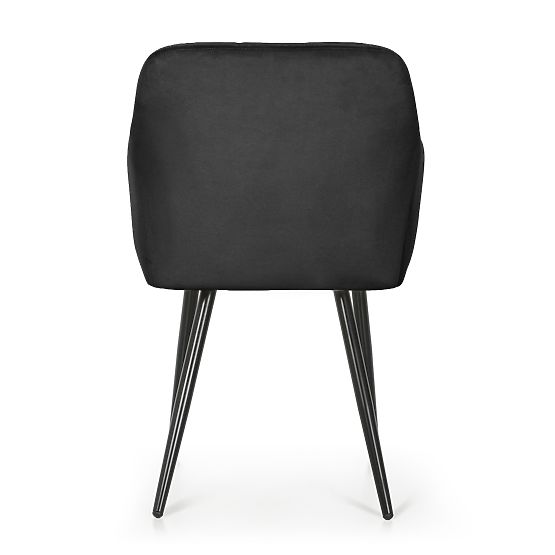 4x Gepolsterter Stuhl mit quadratischer Steppung Schwarz LUXANO Schwarze Beine