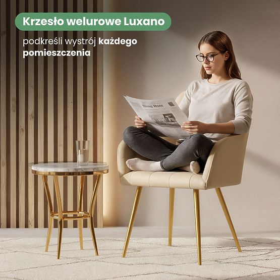 4x Polsterstuhl mit quadratischer Steppung Beige LUXANO Goldene Beine