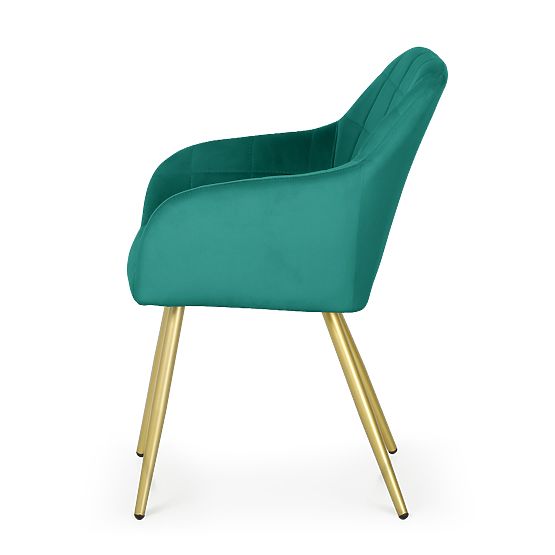 4x Polsterstuhl mit quadratischer Steppung Flaschengrün LUXANO Goldene Beine