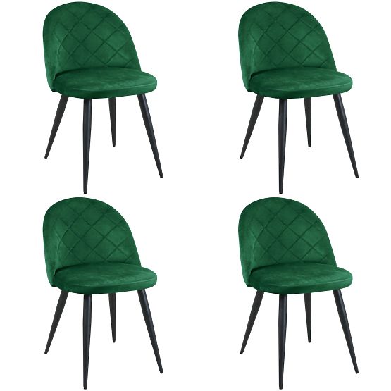 4x Samtgepolsterte Stühle SJ.077 Flaschengrün