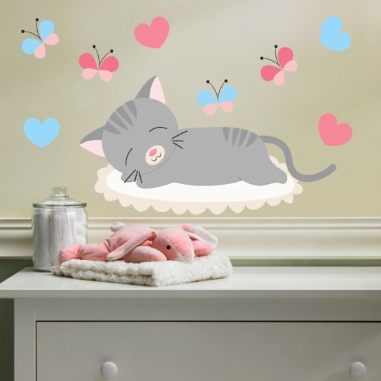 Wandaufkleber - Schlafendes Kätzchen