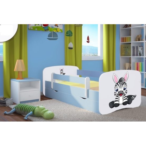 Kinderbett mit Seitenschutz Ourbaby - ZEBRA - blau